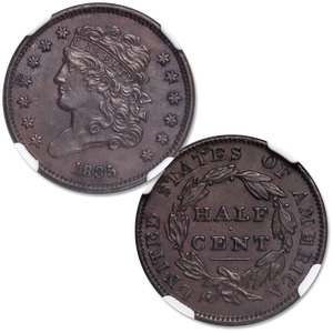 1835 Classic Head Half Cent, Brown Main Image
