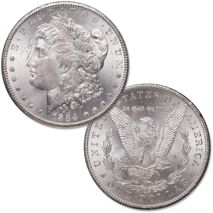 1884-CC Morgan Silver Dollar in Government Holder Main Image