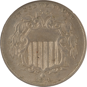 1876 Shield Nickel, Type 2 (No Rays) Main Image