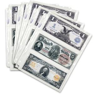 Five 3-Pocket PVC Free SuperSafe Currency Pages for Large-Size Notes Main Image