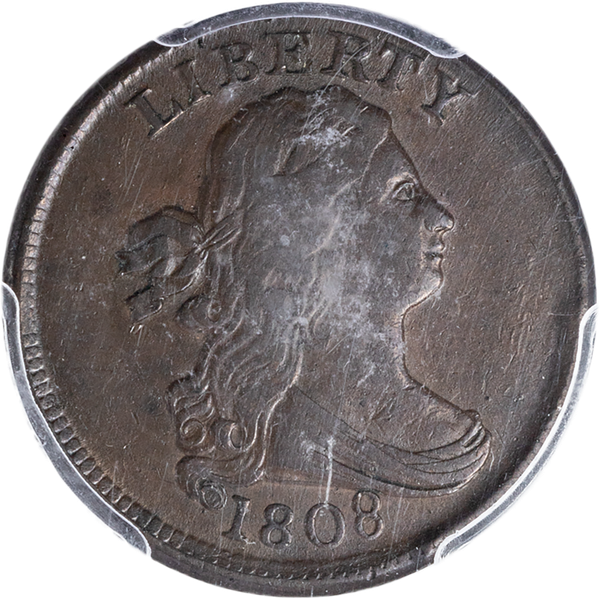 1808 Draped Bust Half Cent, Normal Date