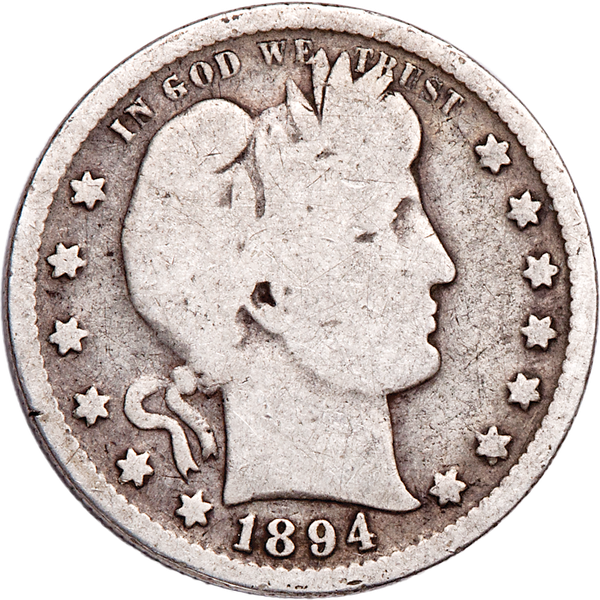 1894-O Barber Silver Quarter