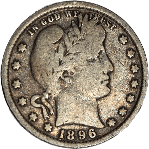 銀貨 アメリカン イーグル バーバークオーターダラー 1896ミントs 1896 Barber Silver Quarter VG#2 | Littleton Coin Company