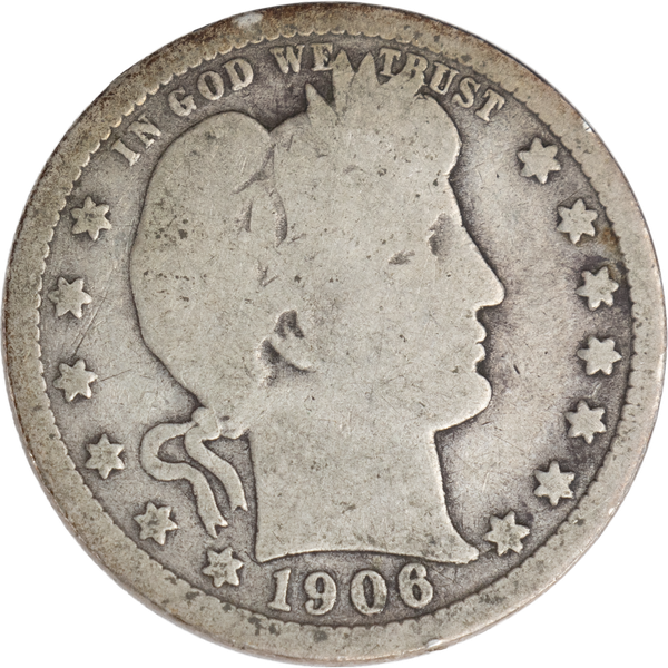 1906 Barber Silver Quarter CIRC