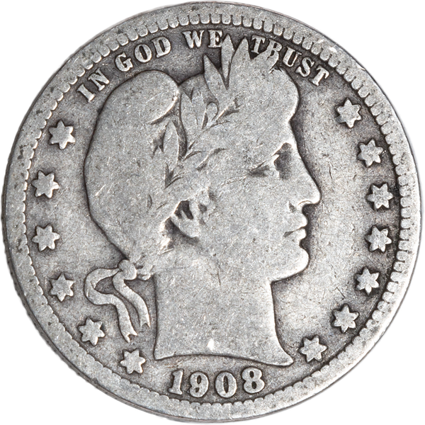 Quarter Dollar - Barber - 1908 CIRC