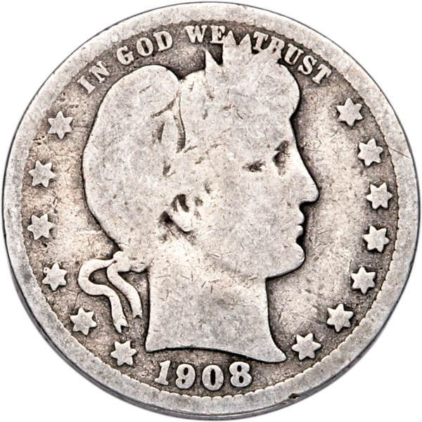 Quarter Dollar - Barber - 1908-D CIRC