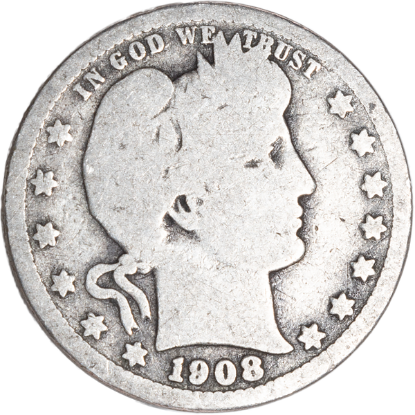 Quarter Dollar - Barber - 1908-O CIRC