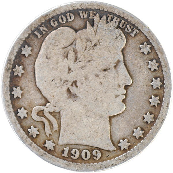 Quarter Dollar - Barber - 1909-S CIRC