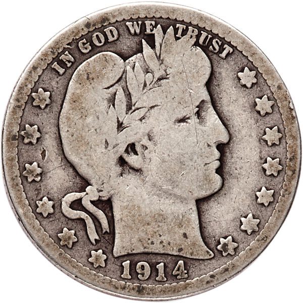 1914-D Barber Silver Quarter