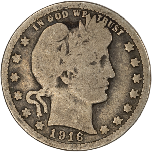 1916 Barber Silver Quarter