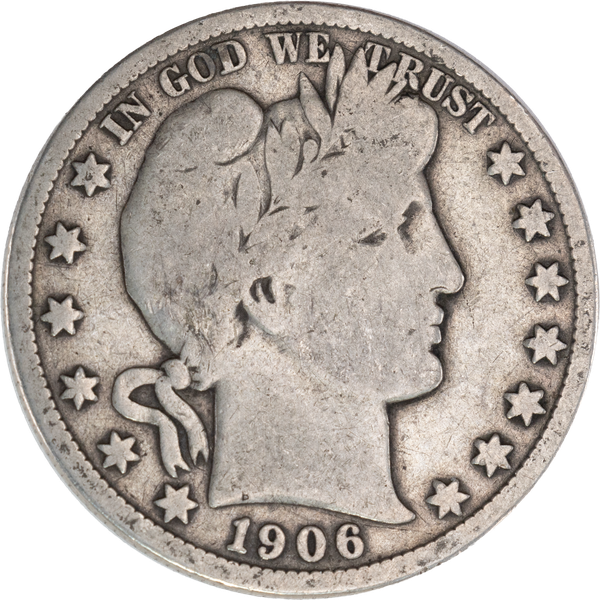 1906-S Barber Silver Half Dollar