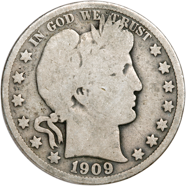 1909 Barber Half Dollar, Circulated
