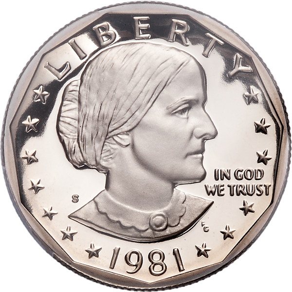 1981-S Susan B. Anthony Dollar Type 2 Flat S