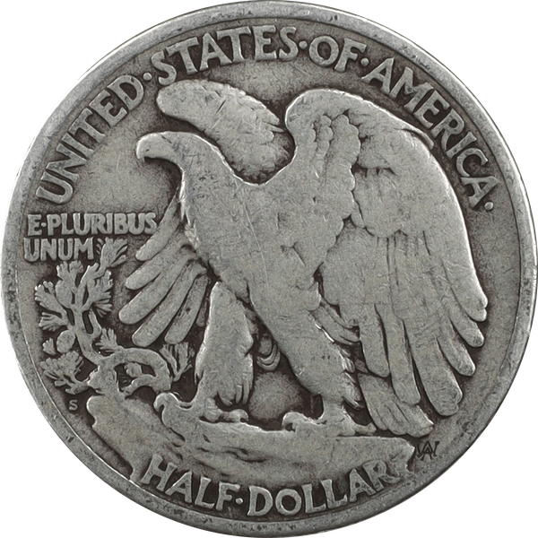 バート・シンプソン　激レア 1917-S Liberty Walking Silver Half Dollar, Reverse | Littleton