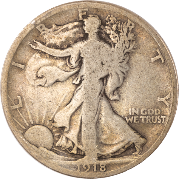 1918-D Liberty Walking Silver Half Dollar