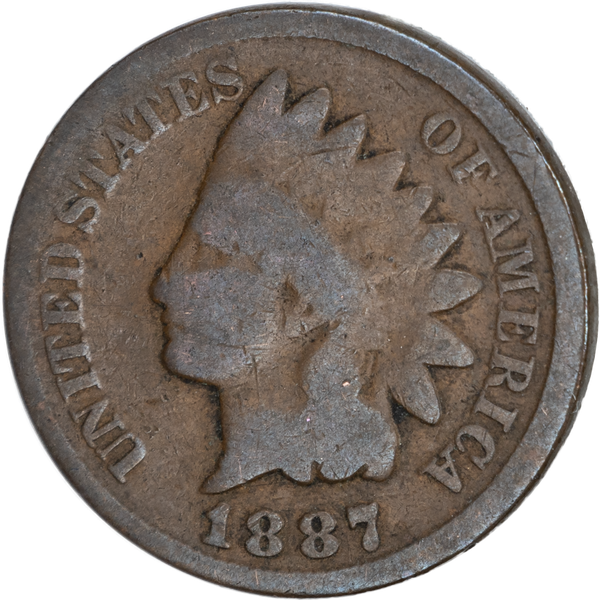 1887 Indian Head Cent, Variety 3, Bronze