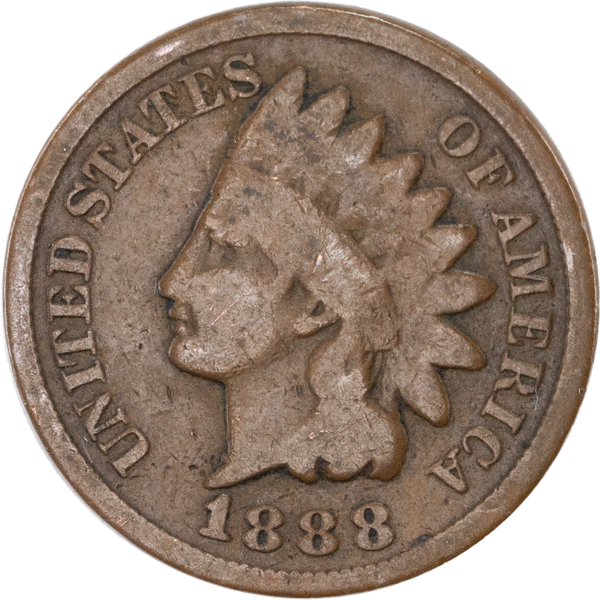 1888 Indian Head Cent, Variety 3, Bronze