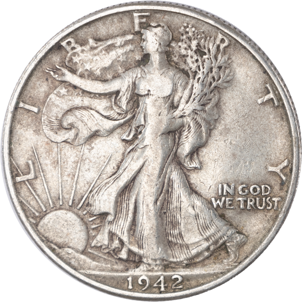 1942-D Lib Walking Silver 50C NGC MS62