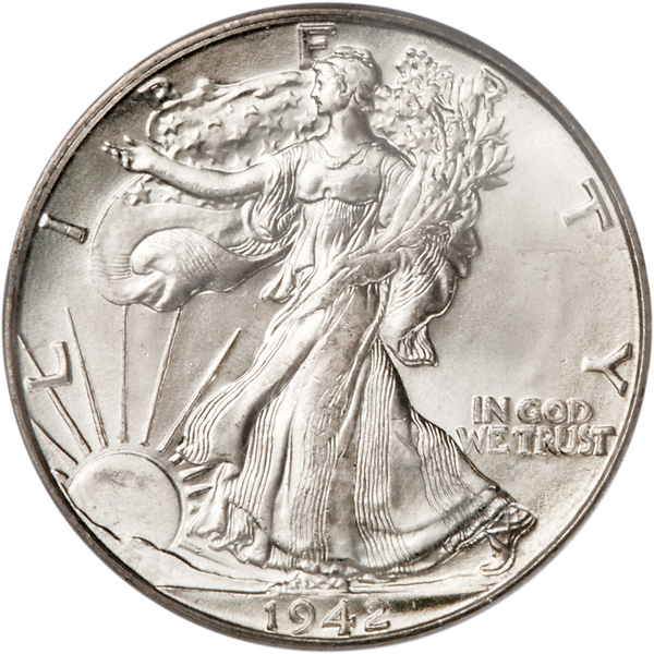 1942-D Liberty Walking Silver Half Dollar