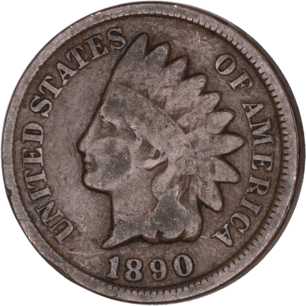 1890 Indian Head Cent, Variety 3, Bronze