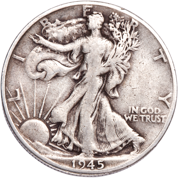 1945 D Walking Liberty Silver Half Dollar F Free Shipping With Five Items  A1
