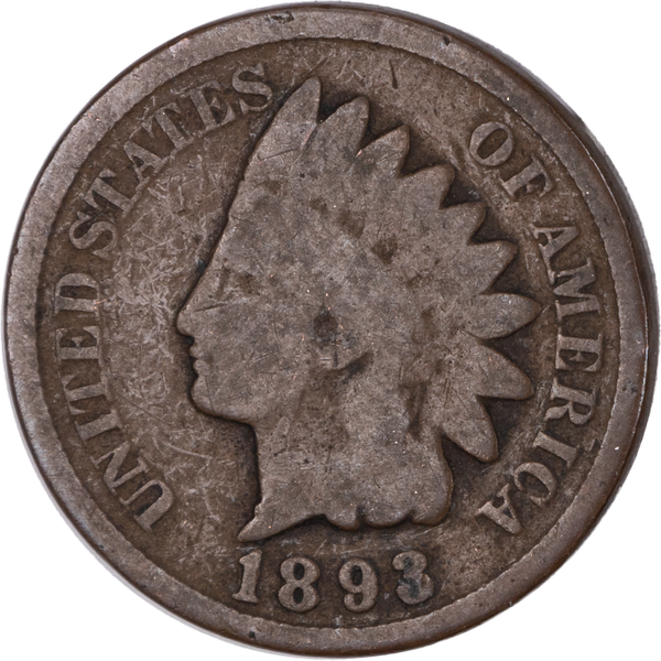 1893 Indian Head Cent, Variety 3, Bronze