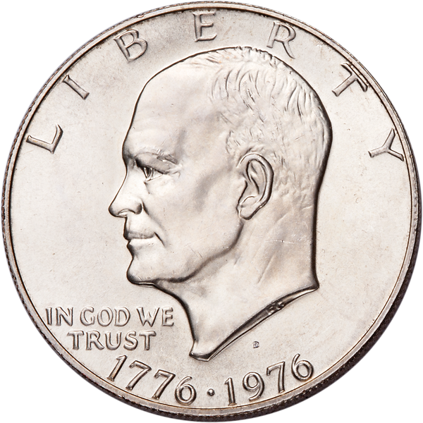 1976-D Eisenhower Dollar, Copper-Nickel Clad, Variety 1, Uncirculated, MS60