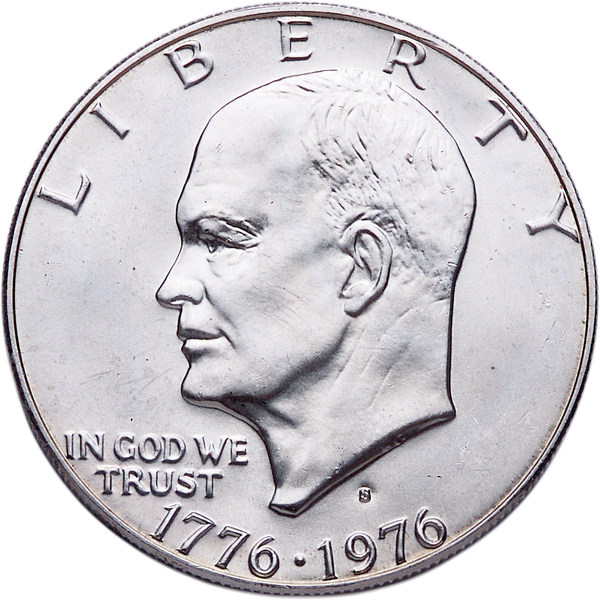 1976-S Eisenhower Dollar, Silver Clad, Bicentennial, Variety 1 MS60