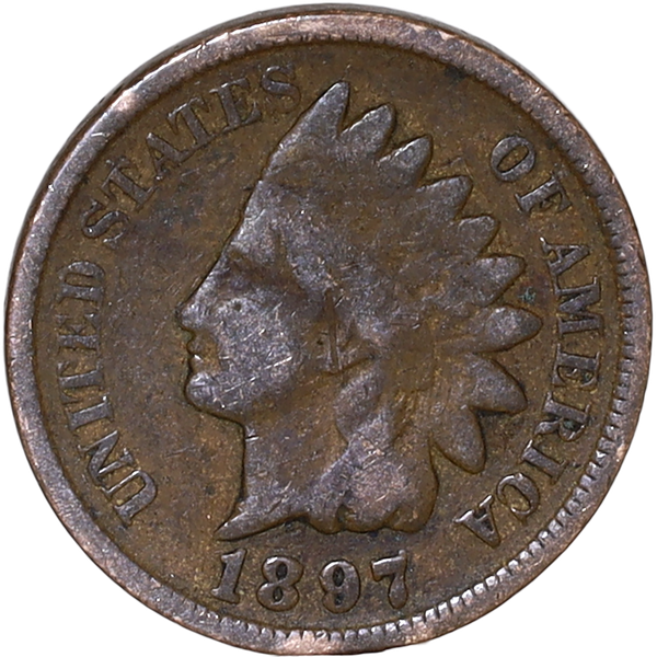 1897 Indian Head Cent, Variety 3, Bronze