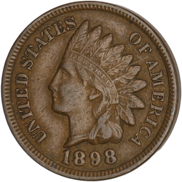 1898 Indian Head Cent, Variety 3, Bronze VF