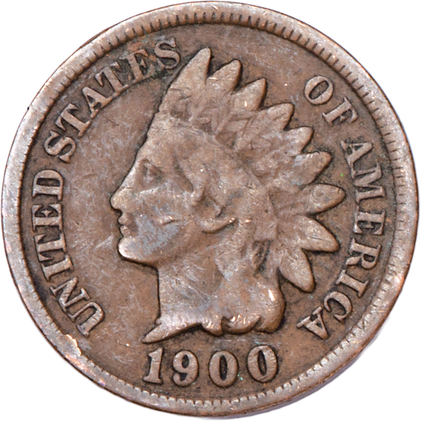 1900 Indian Head Cent, Variety 3, Bronze G