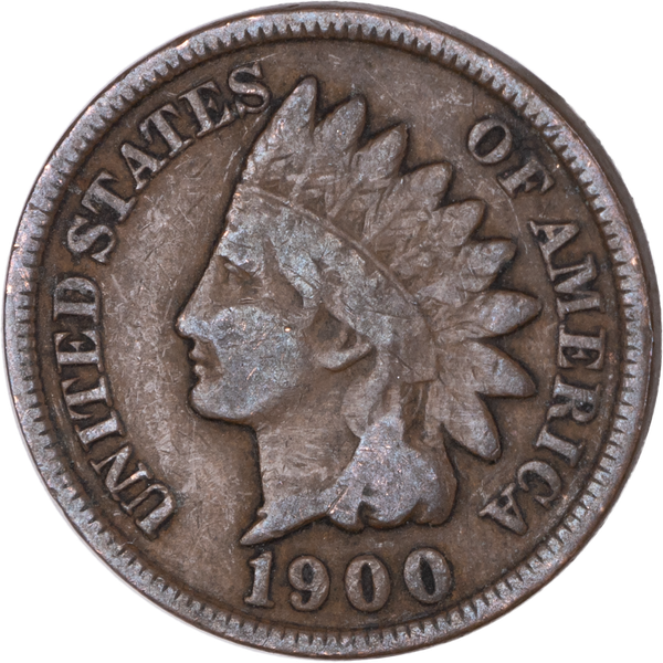 1900 Indian Head Cent, Variety 3, Bronze