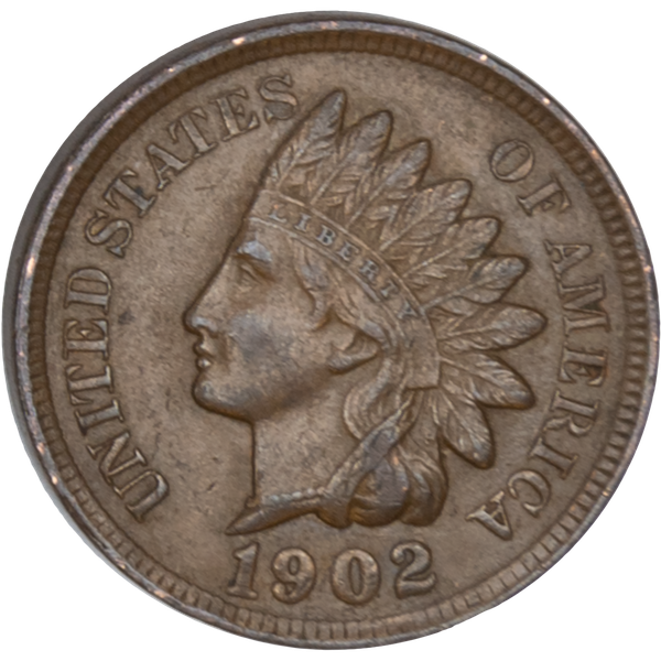 1902 Indian Head Cent, Variety 3, Bronze AU#2
