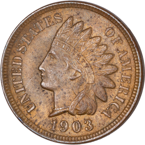 1903 Indian Head Cent, Variety 3, Bronze