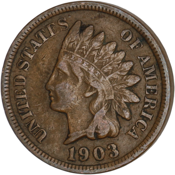 1903 Indian Head Cent, Variety 3, Bronze F#2