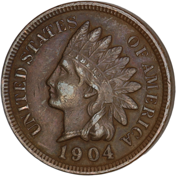 1904 Indian Head Cent, Variety 3, Bronze XF
