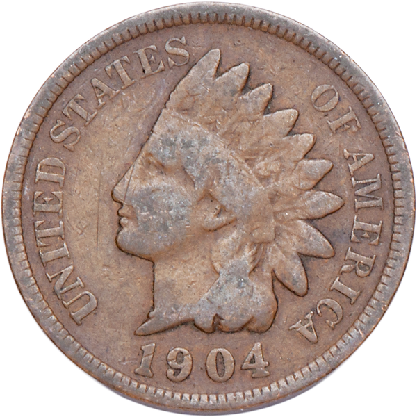1904 Indian Head Cent, Variety 3, Bronze
