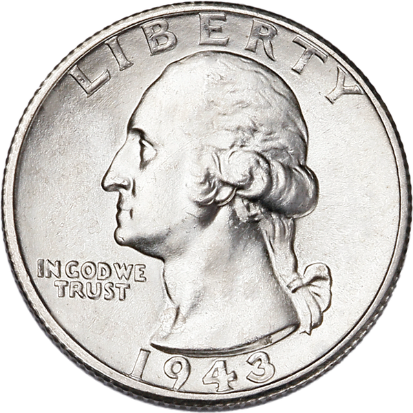 1943-S Washington Silver Quarter, Uncirculated, MS-60