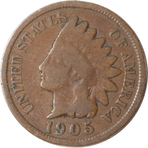 1905 Indian Head Cent, Variety 3, Bronze