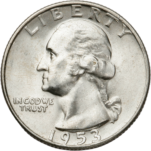 1953-D Washington Silver Quarter MS60