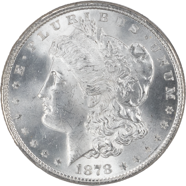 1878 Morgan Silver Dollar, 8 Tail Feathers NGC MS63
