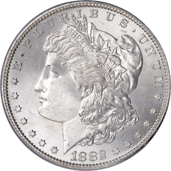 1882-S Morgan Silver Dollar, PCGS Certified, Gem Uncirculated, MS65