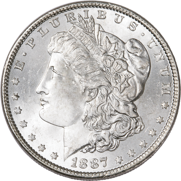1887 Morgan Silver Dollar, Uncirculated, MS-60
