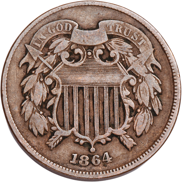 Two Cent Piece - Large Motto - 1864 VG