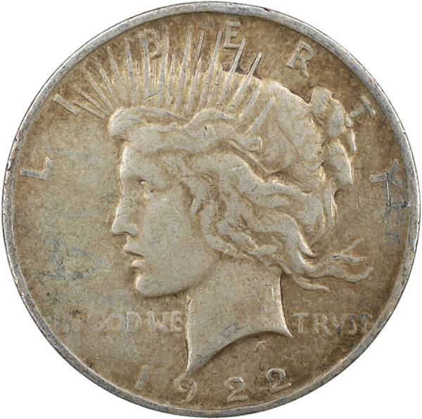 1922-D Peace Silver Dollar, Low Relief