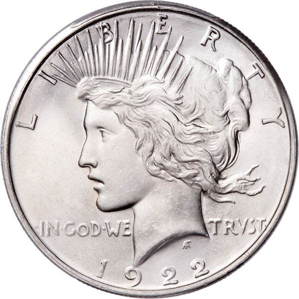 1922-S Peace Silver Dollar, Low Relief, PCGS Certified, Very Choice Uncirculated, MS64