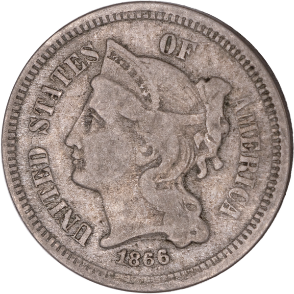 Three Cent - Three Cent Nickel - 1866 VG