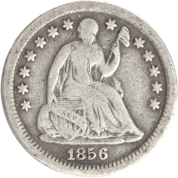 1856 Liberty Seated Silver Half Dime, Stars