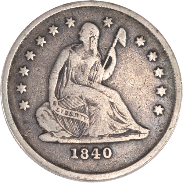 1840-O Liberty Seated Quarter, Drapery