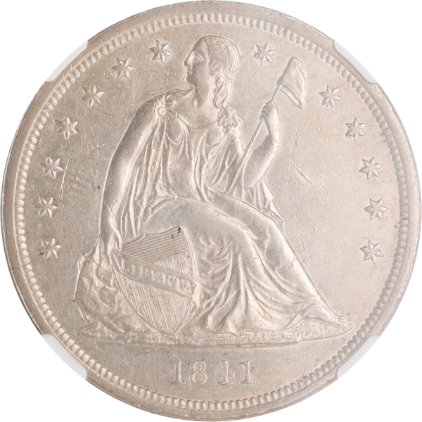 1841 Lib Seated Silver $ NoMto NGC AU-D